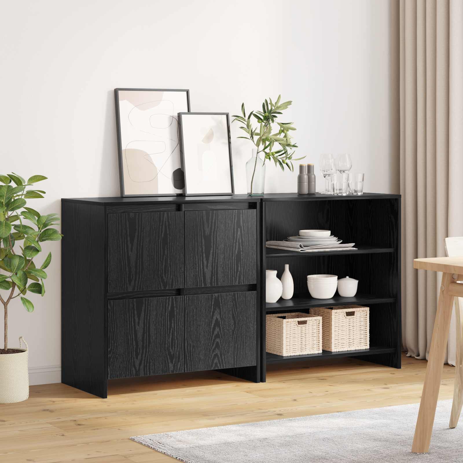 Kreveta 2 pcs Crni hrast 70 x 41 x 75 cm Konstruirano drvo