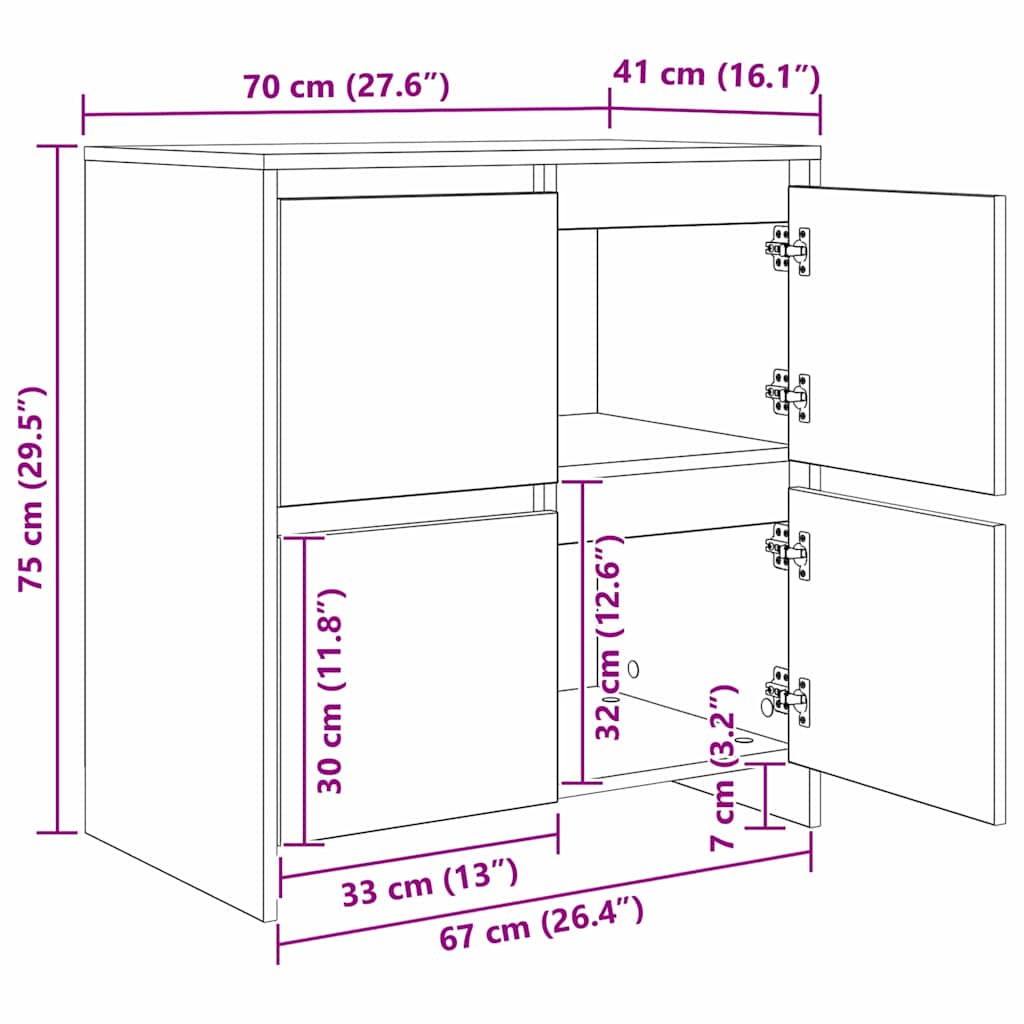 Kreveta 2 pcs Crni hrast 70 x 41 x 75 cm Konstruirano drvo