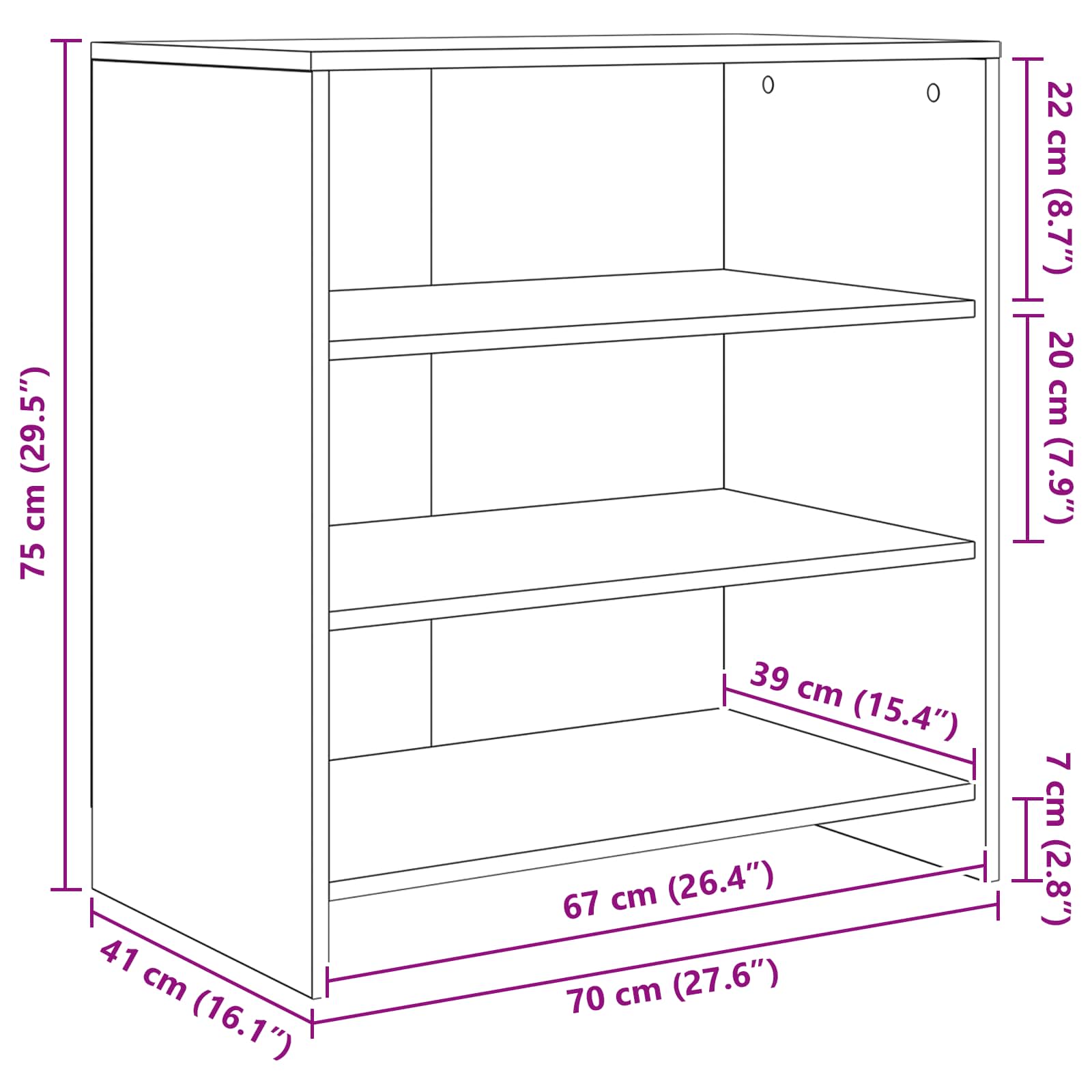 Kreveta 2 pcs Crni hrast 70 x 41 x 75 cm Konstruirano drvo