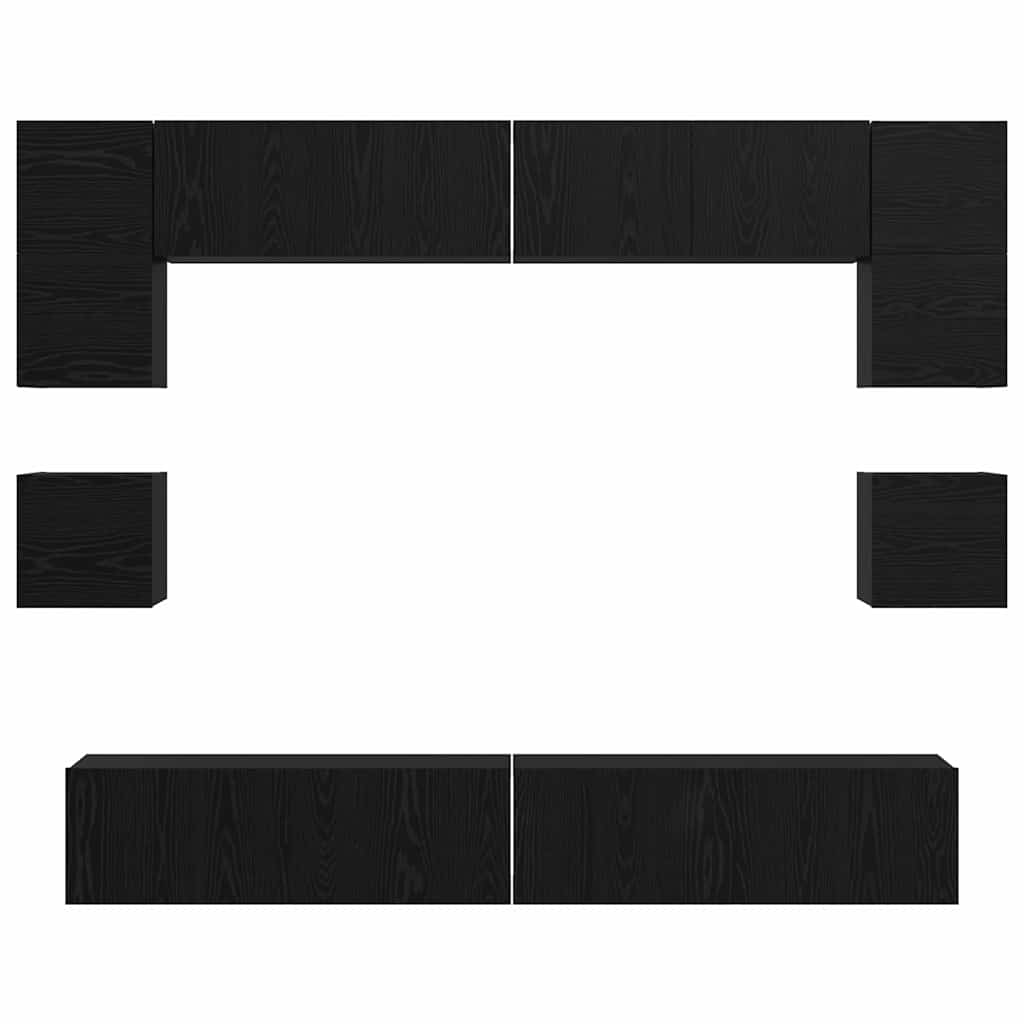 Set TV komoda Zidne 8 pcs Crni hrast Konstruirano drvo