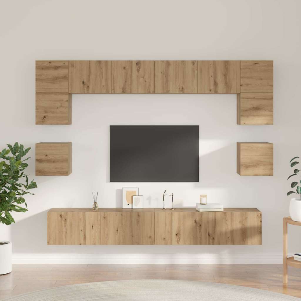 Set TV komoda Zidne 8 pcs Umjetnički hrast Konstruirano drvo