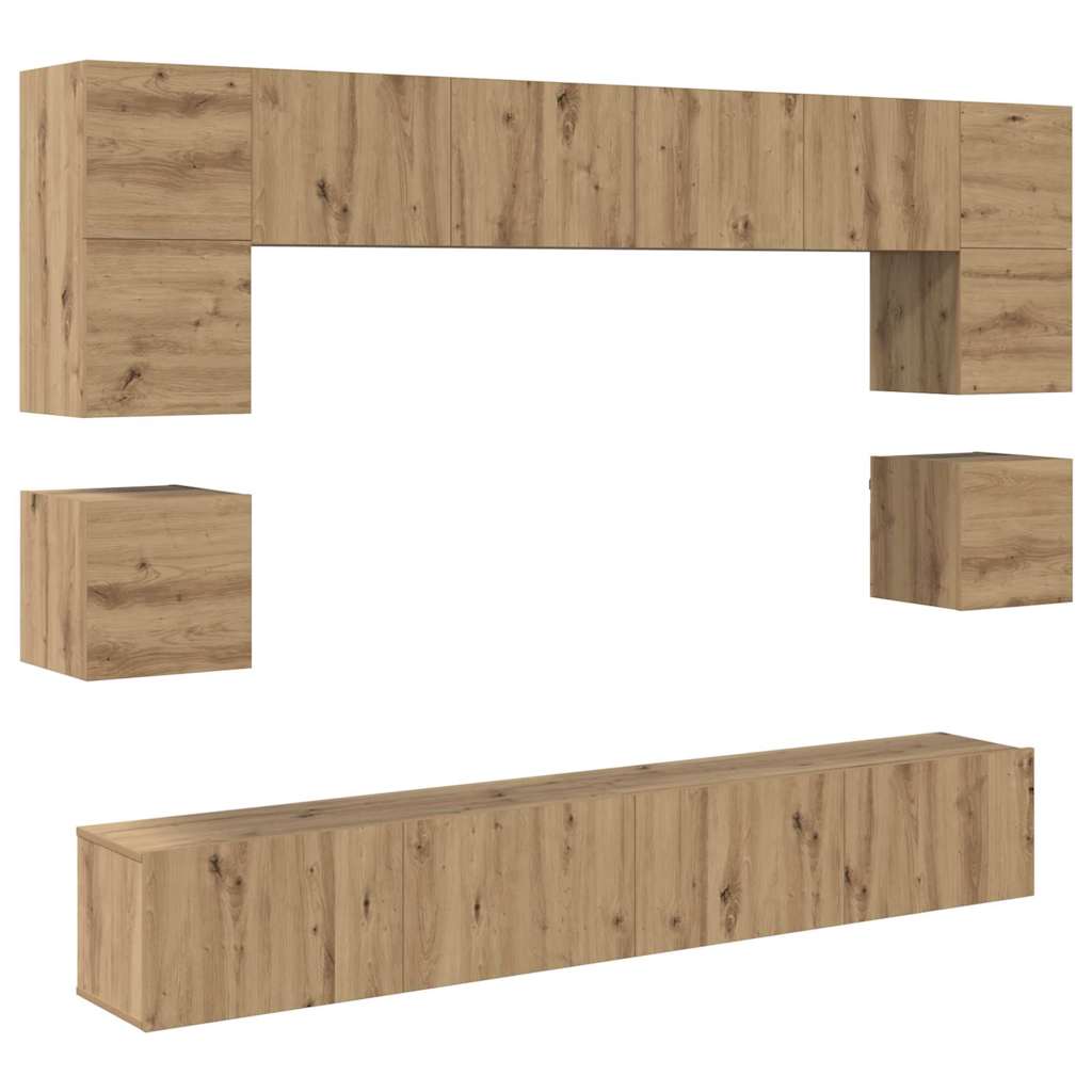 Set TV komoda Zidne 8 pcs Umjetnički hrast Konstruirano drvo