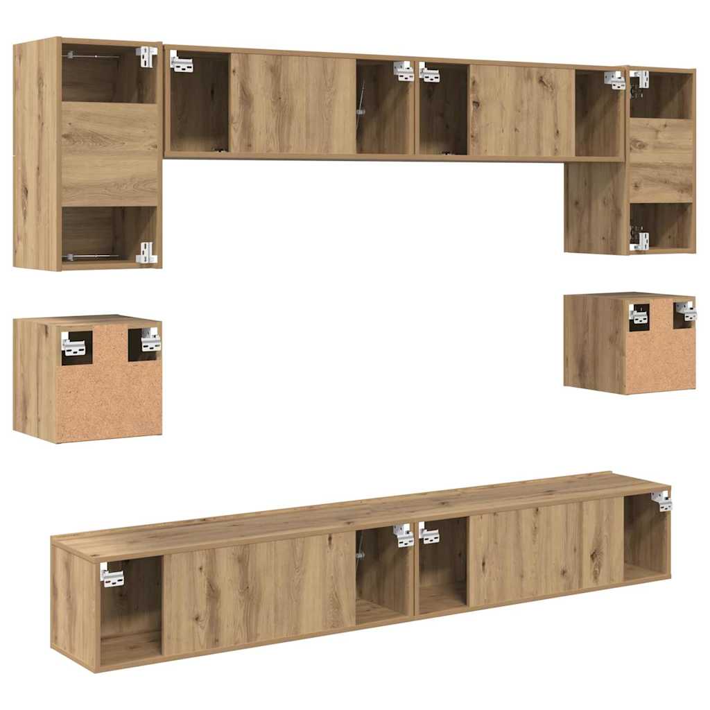 Set TV komoda Zidne 8 pcs Umjetnički hrast Konstruirano drvo