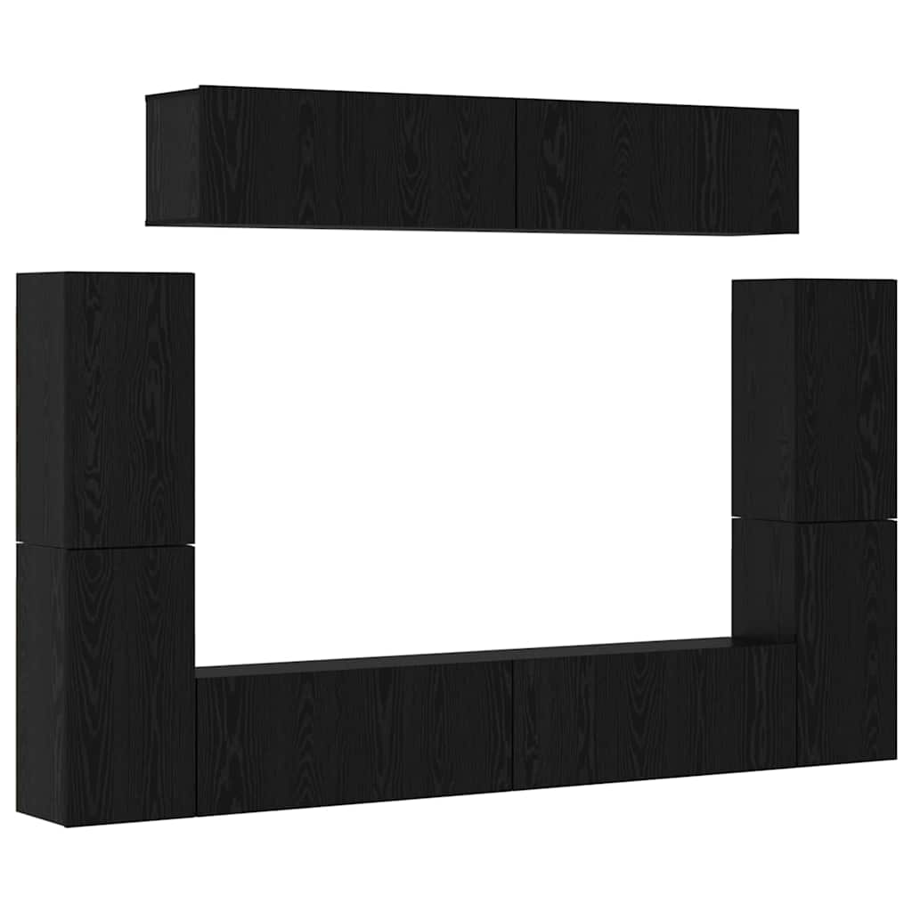 Set TV komoda Zidne 8 pcs Crni hrast Konstruirano drvo