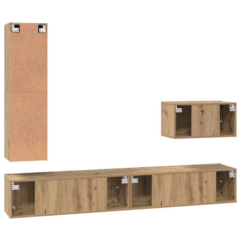 Set TV komoda Zidne 4 pcs Umjetnički hrast Konstruirano drvo
