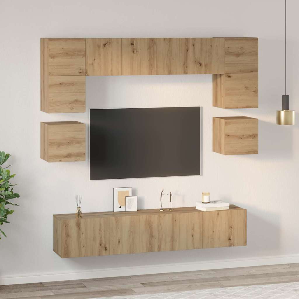 Set TV komoda Zidne 8 pcs Umjetnički hrast Konstruirano drvo