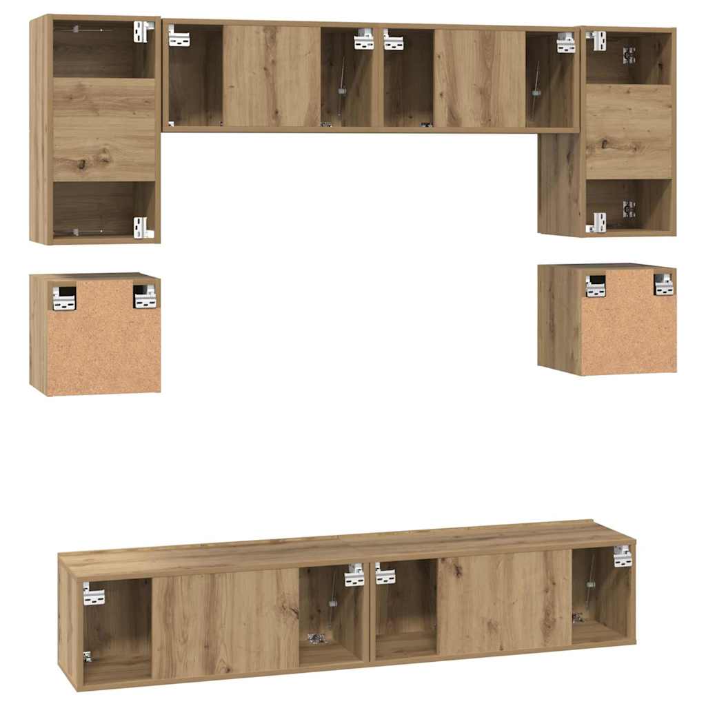 Set TV komoda Zidne 8 pcs Umjetnički hrast Konstruirano drvo