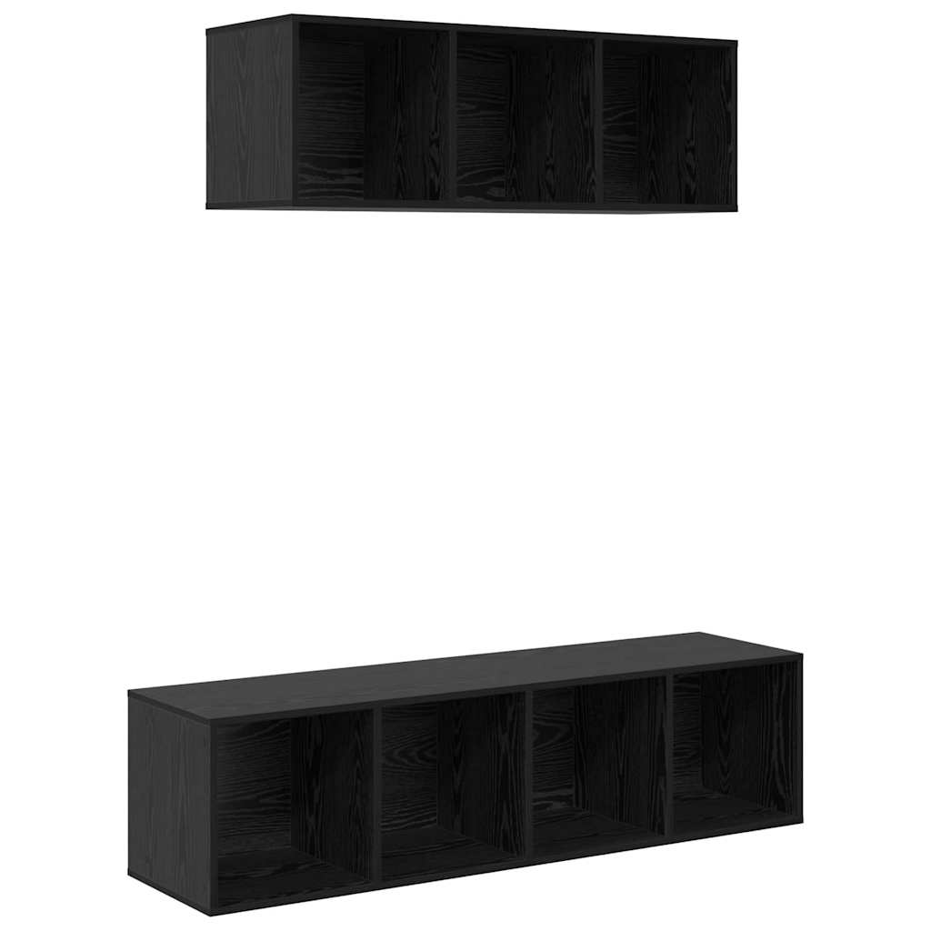 Set TV komoda Zidne 2 pcs Crni hrast Konstruirano drvo