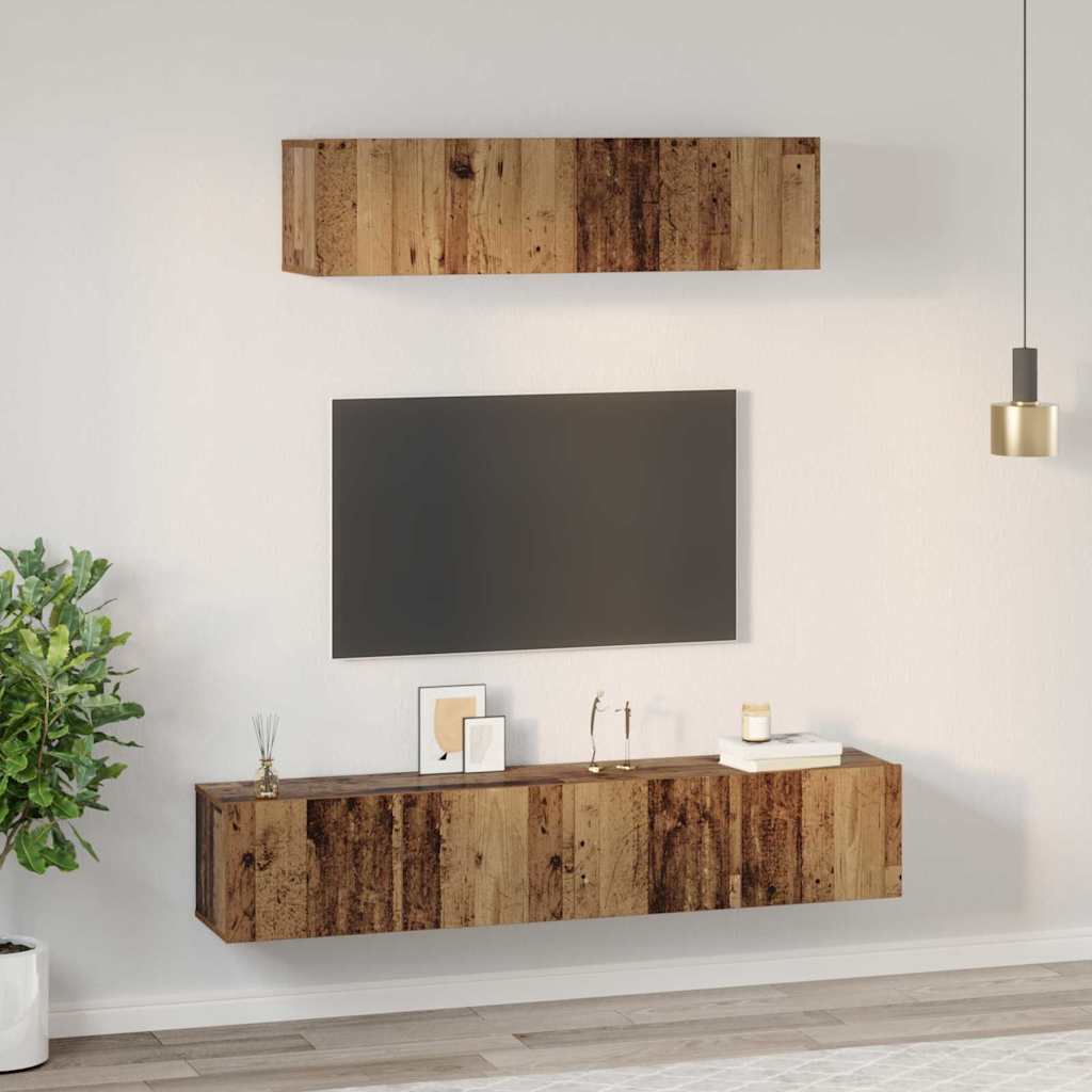 Set TV komoda Zidne 4 pcs Staro drvo Konstruirano drvo