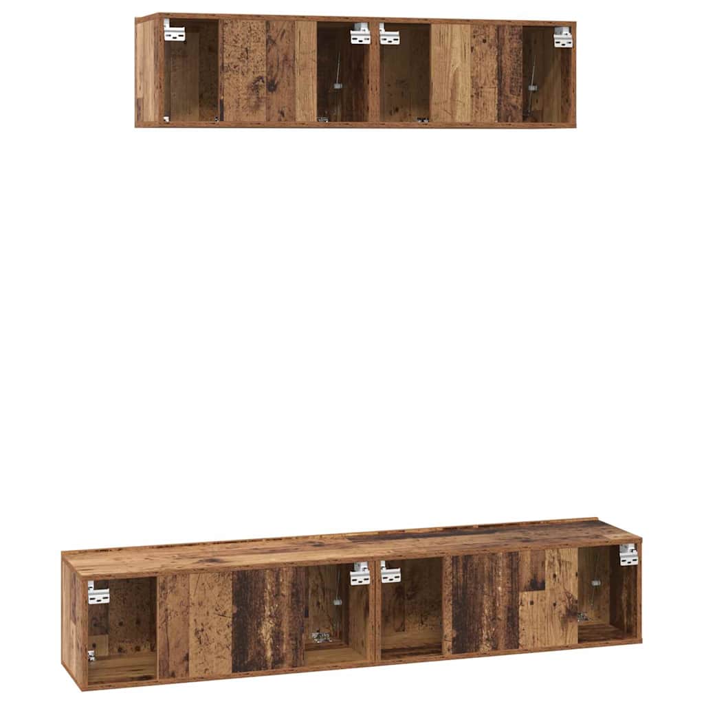 Set TV komoda Zidne 4 pcs Staro drvo Konstruirano drvo