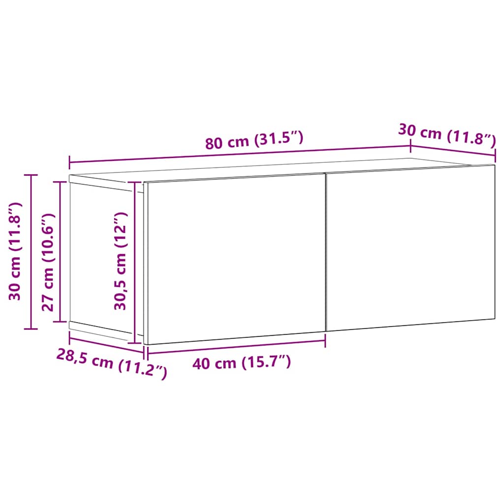 Set TV komoda Zidne 4 pcs Staro drvo Konstruirano drvo