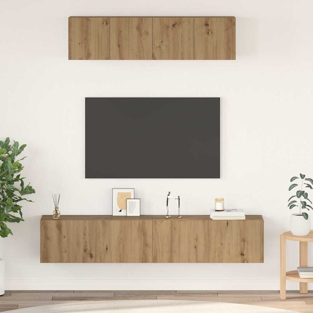 Set TV komoda Zidne 4 pcs Umjetnički hrast Konstruirano drvo