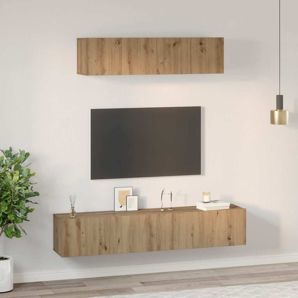 Set TV komoda Zidne 4 pcs Umjetnički hrast Konstruirano drvo