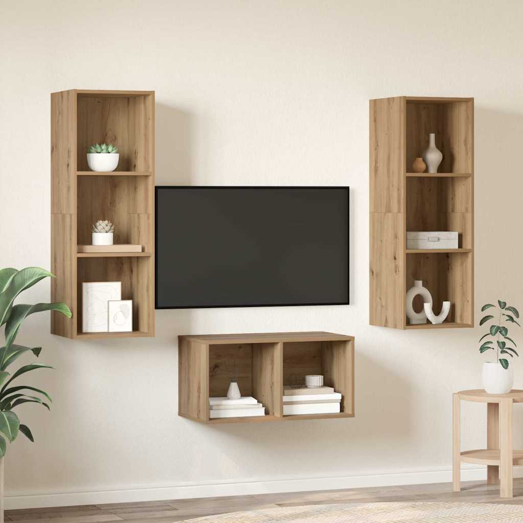 Set TV komoda Zidne Umjetnički hrast 37 x 37 x 107 cm