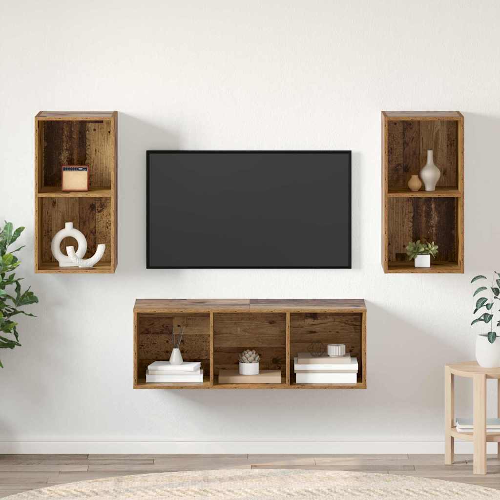 Set TV komoda Zidne 3 pcs Staro drvo Konstruirano drvo