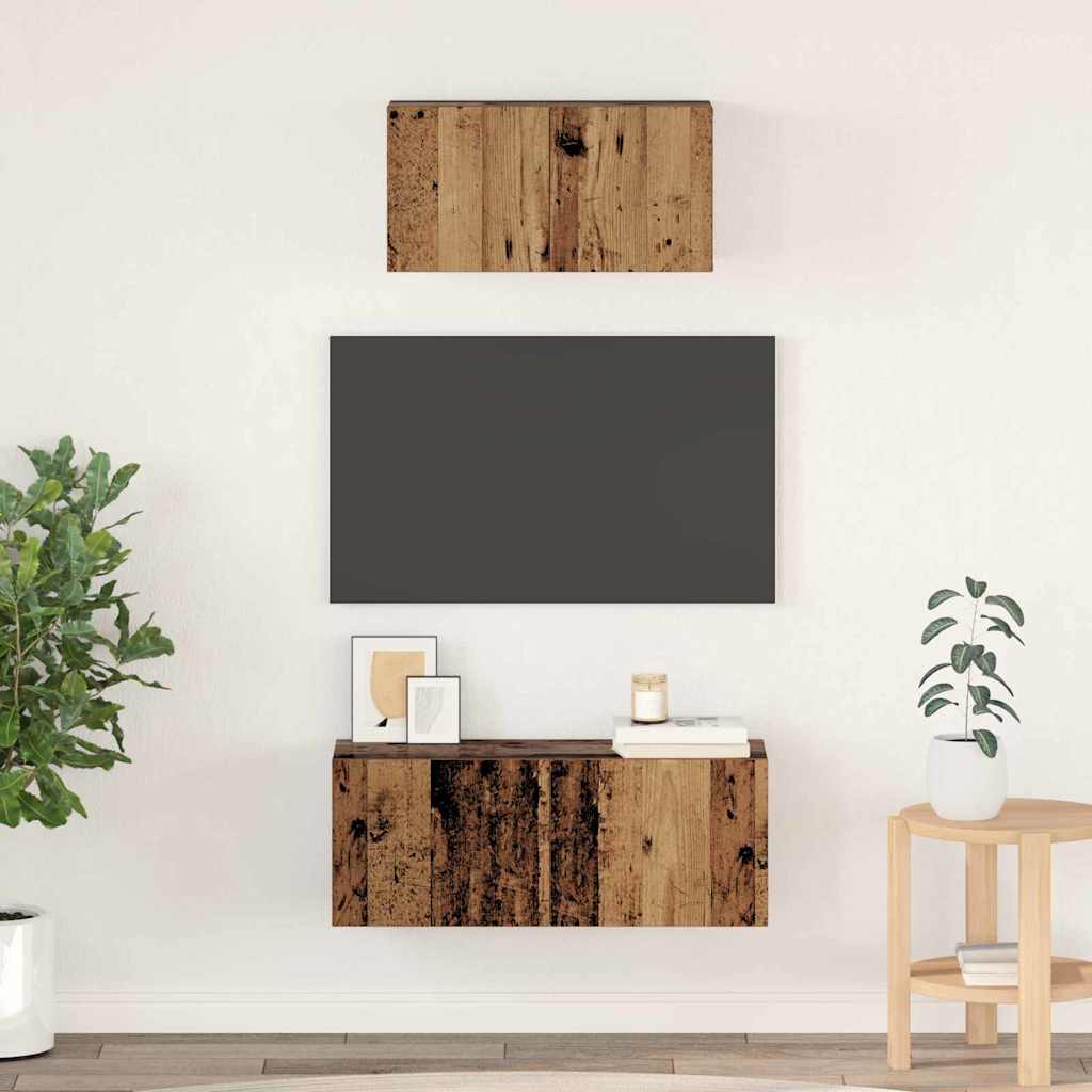 Set TV komoda Zidne 2 pcs Staro drvo Konstruirano drvo