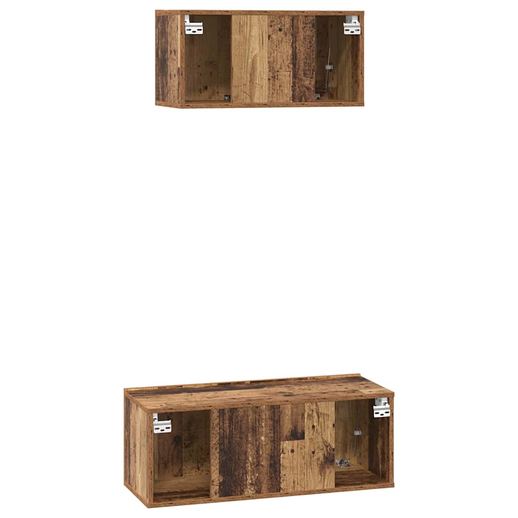 Set TV komoda Zidne 2 pcs Staro drvo Konstruirano drvo