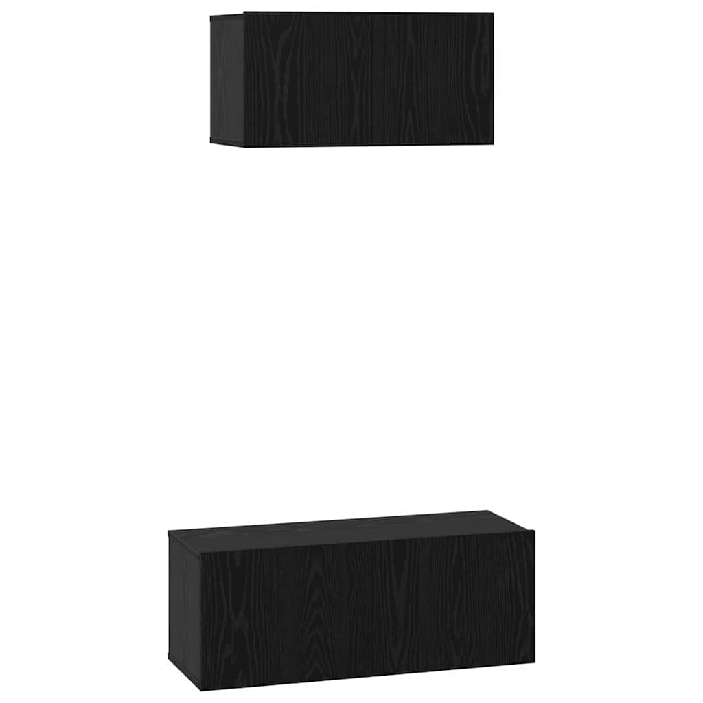 Set TV komoda Zidne 2 pcs Crni hrast Konstruirano drvo