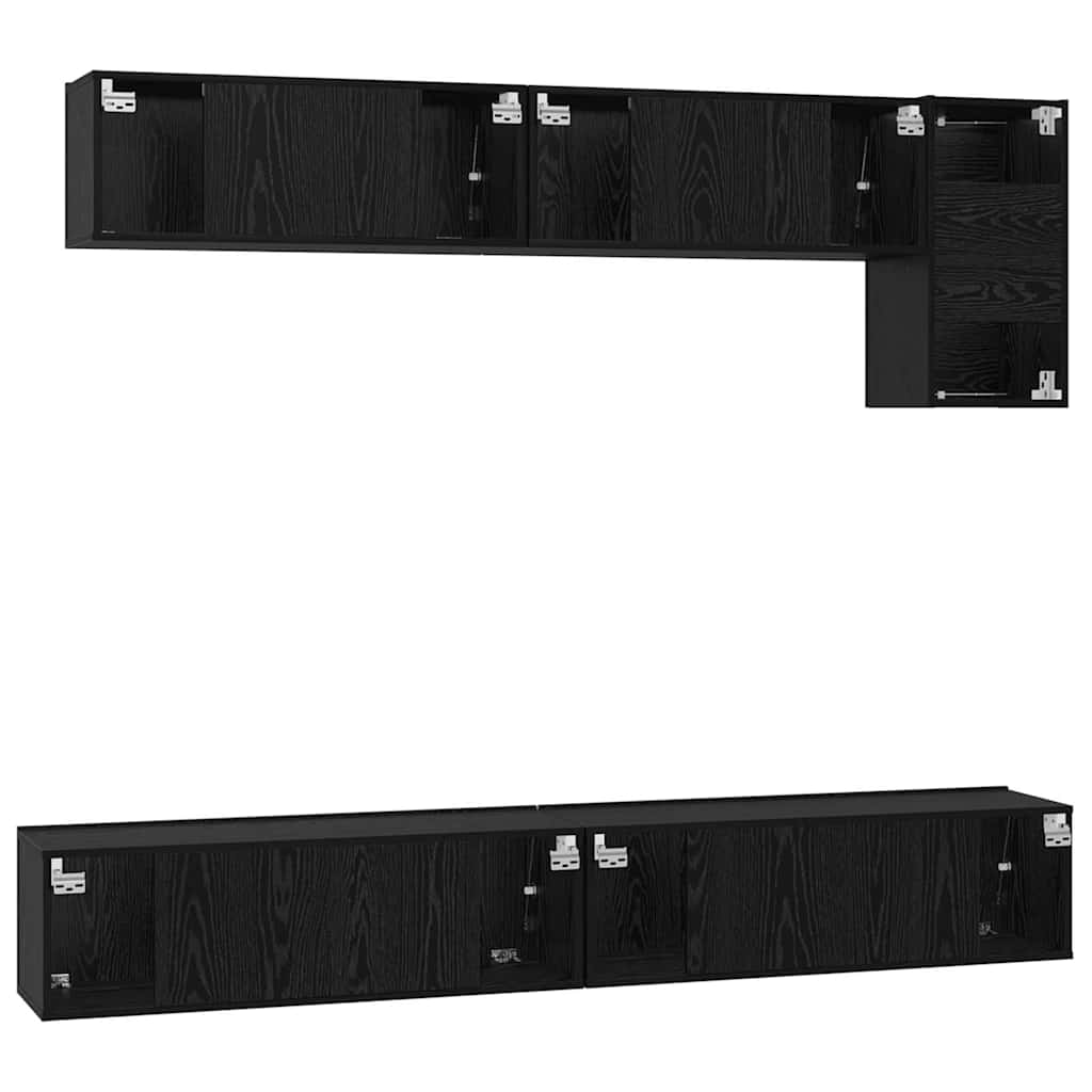 Set TV komoda Zidne 5 pcs Crni hrast Konstruirano drvo