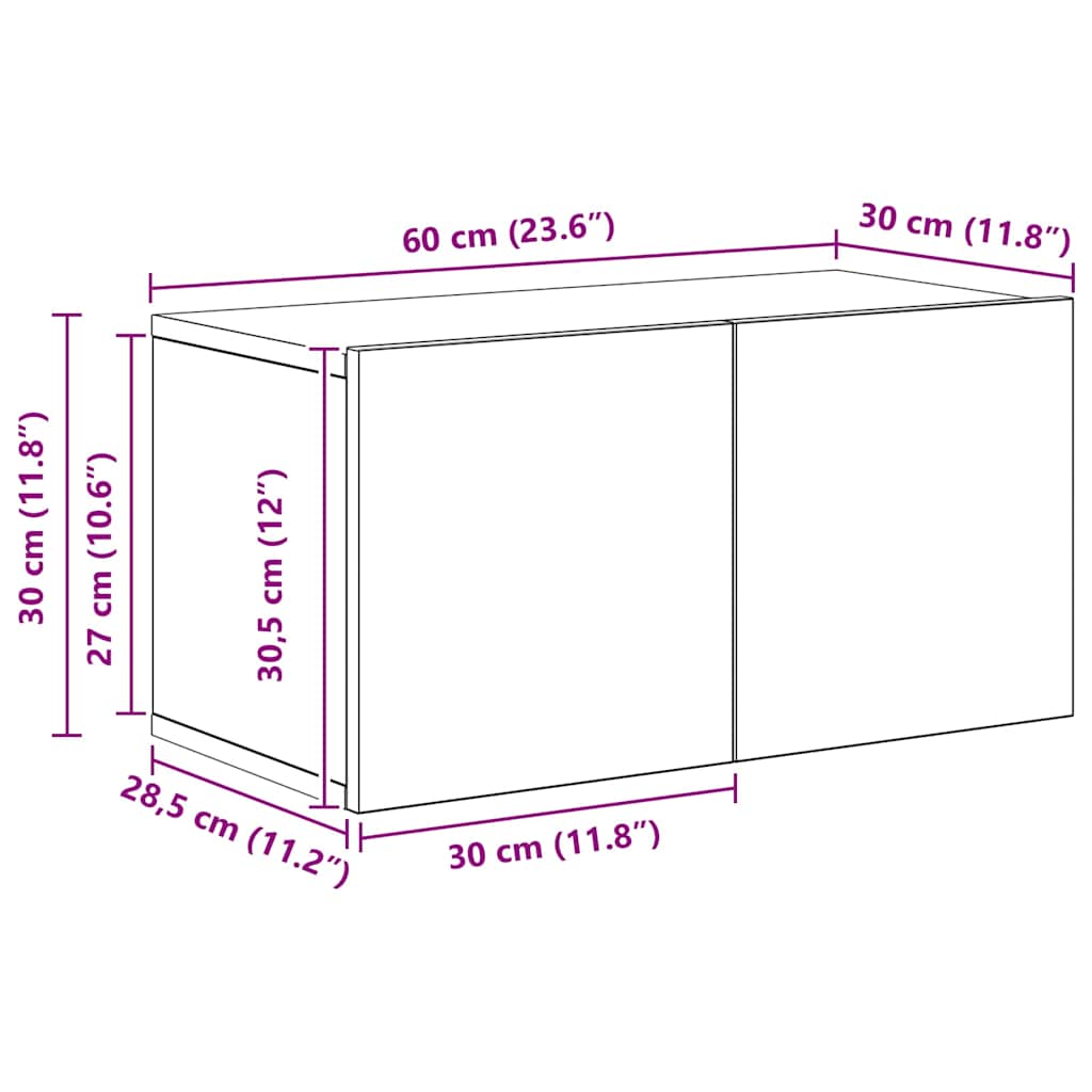 Set TV komoda Zidne 4 pcs Staro drvo Konstruirano drvo