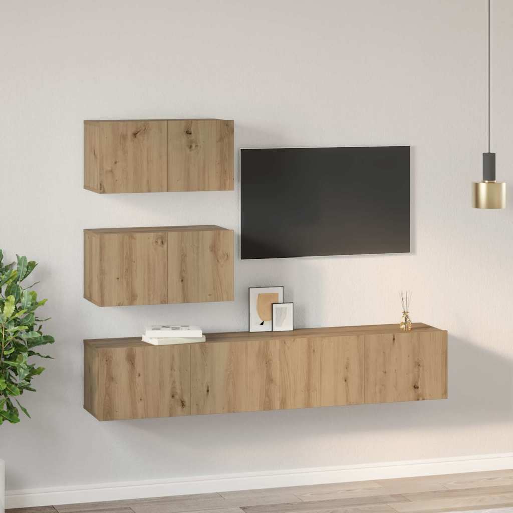Set TV komoda Zidne 4 pcs Hrast artisan Konstruirano drvo
