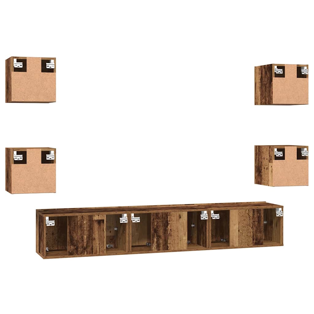 Set TV komoda Zidne 7 pcs Staro drvo Konstruirano drvo