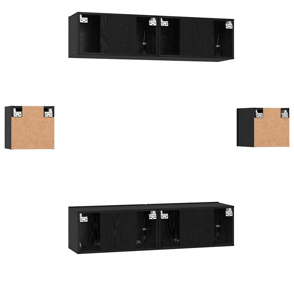 Set TV komoda Zidne 6 pcs Crni hrast Konstruirano drvo