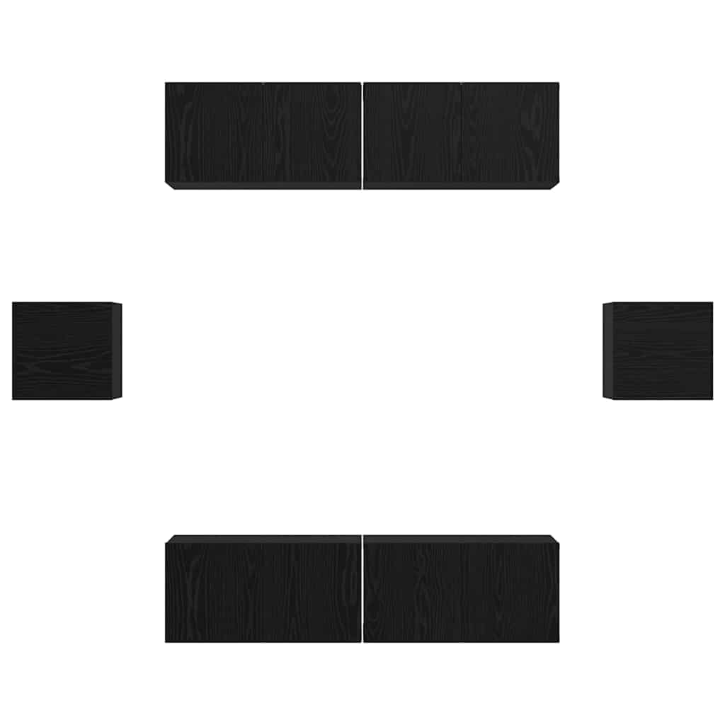 Set TV komoda Zidne 6 pcs Crni hrast Konstruirano drvo