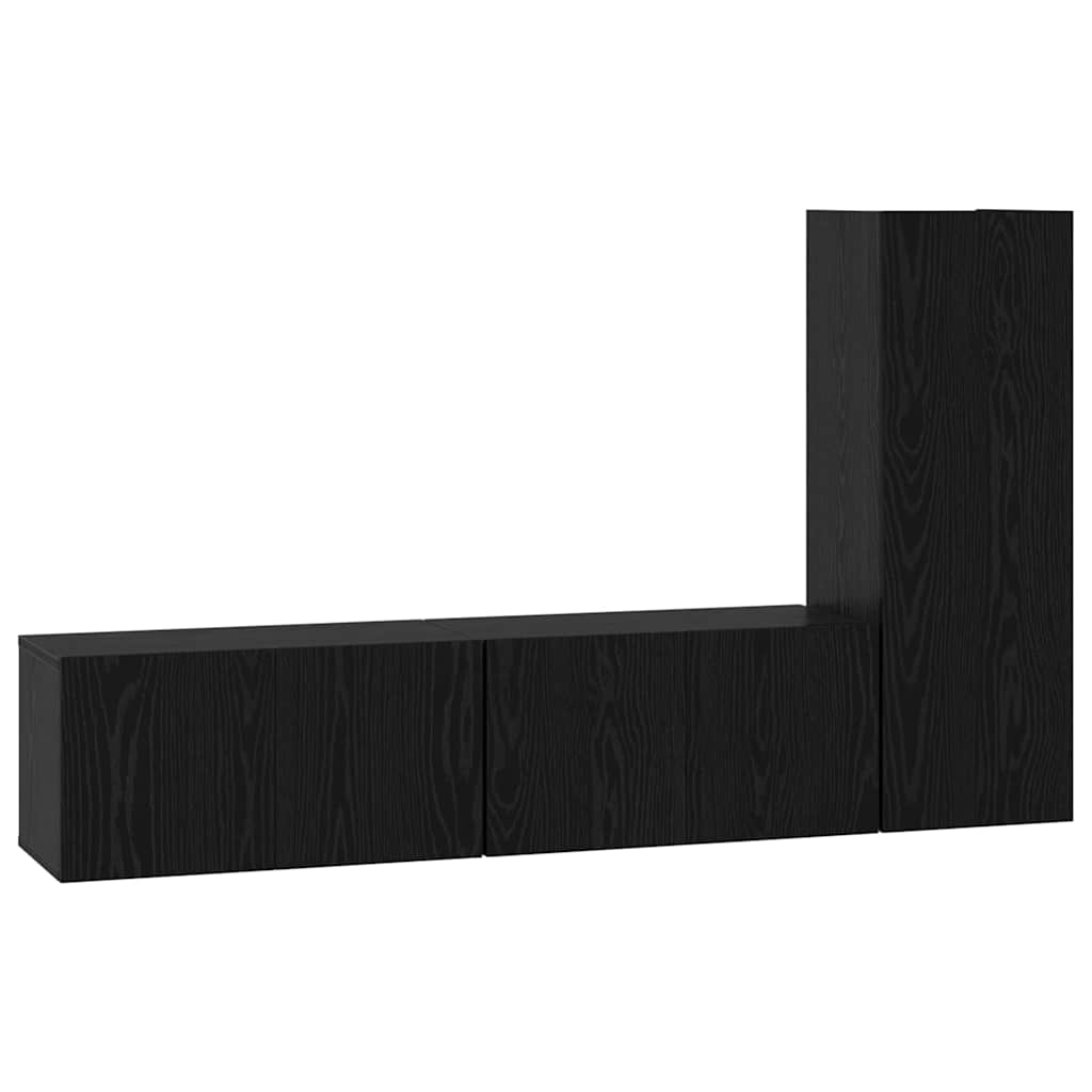 Set TV komoda Zidne 3 pcs Crni hrast Konstruirano drvo