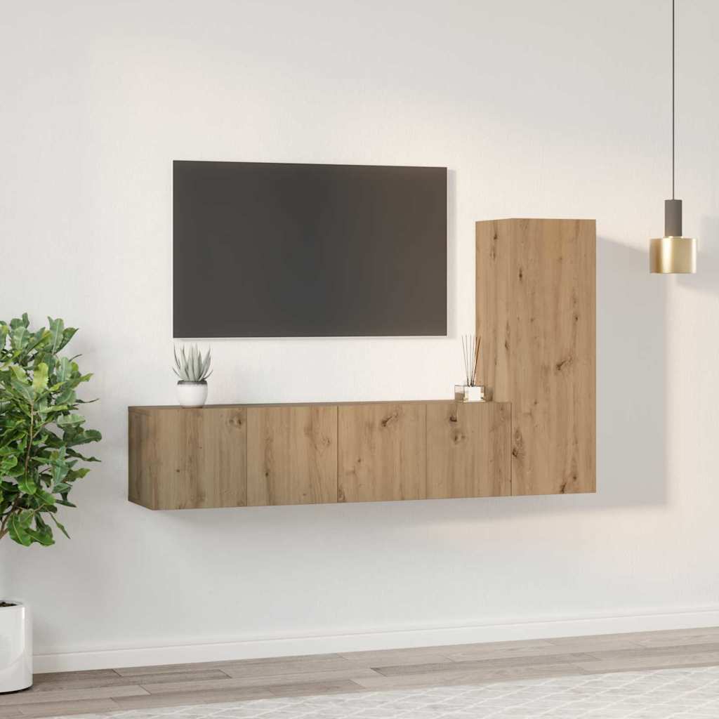 Set TV komoda Zidne 3 pcs Umjetnički hrast Konstruirano drvo