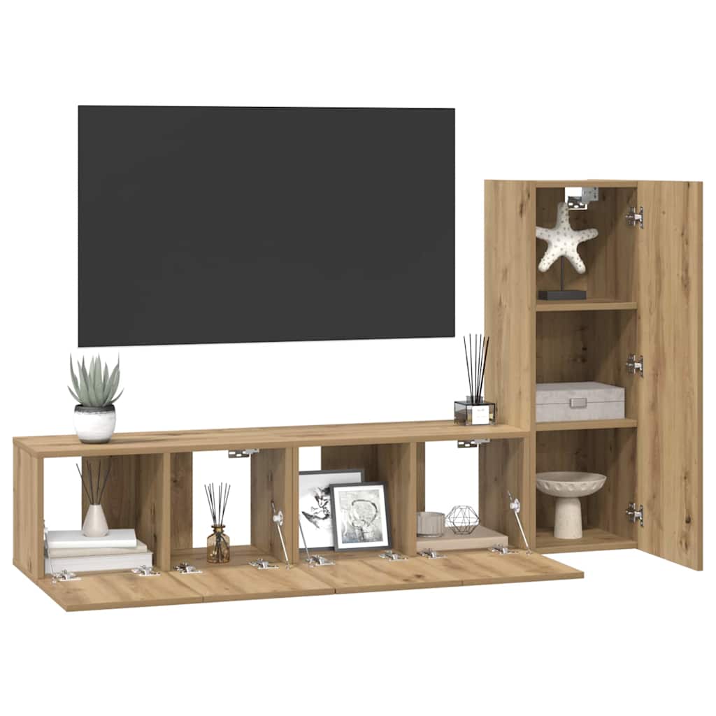 Set TV komoda Zidne 3 pcs Umjetnički hrast Konstruirano drvo