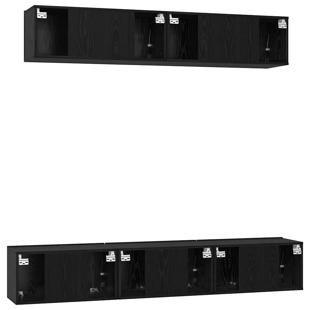 Set TV komoda Zidne 5 pcs Crni hrast Konstruirano drvo