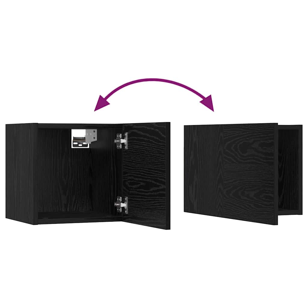 Set TV komoda Zidne 7 pcs Crni hrast Konstruirano drvo