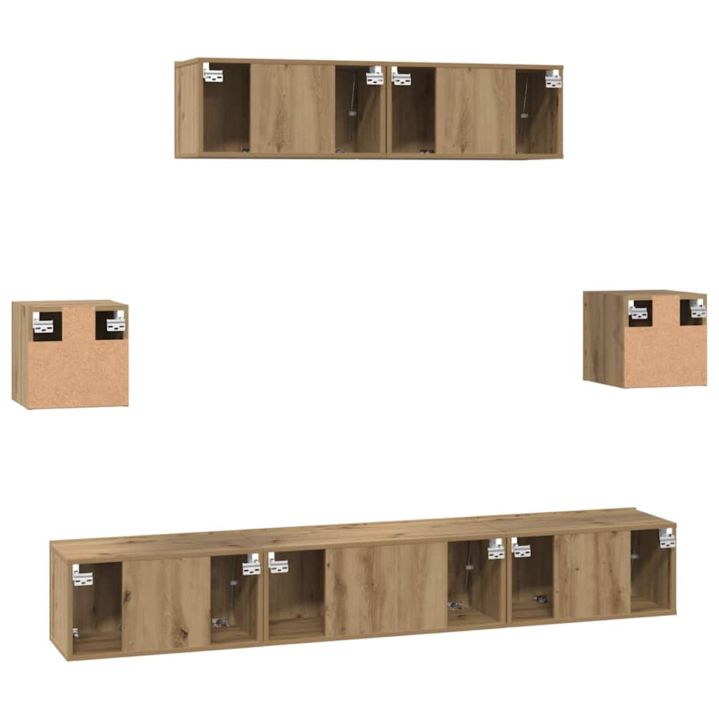 Set TV komoda Zidne 7 pcs Umjetnički hrast Konstruirano drvo