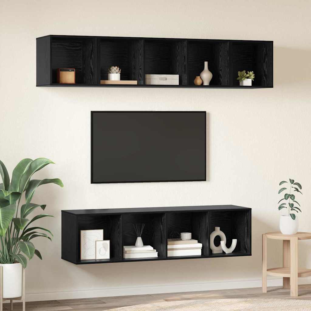 Set TV komoda Zidne 4 pcs Crni hrast Konstruirano drvo