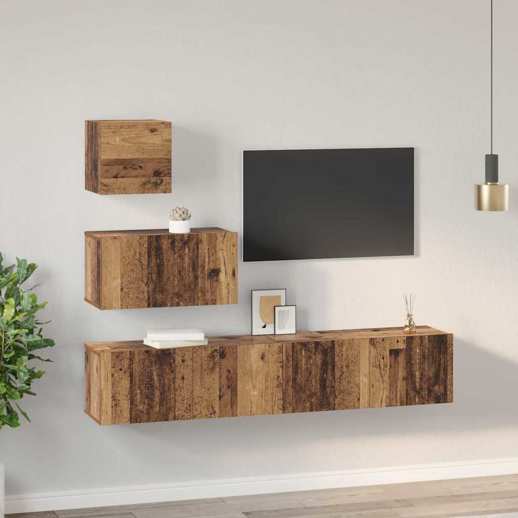 Set TV komoda Zidne 4 pcs Staro drvo Konstruirano drvo