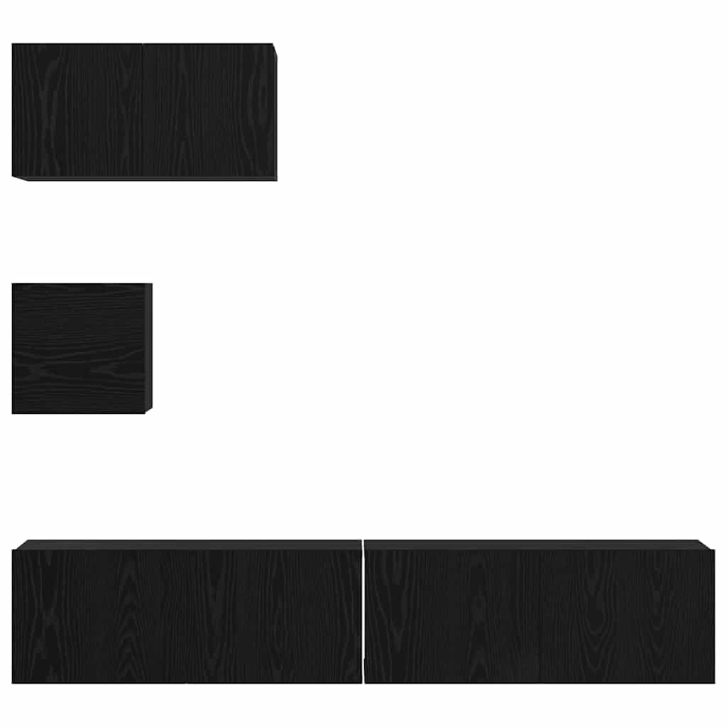 Set TV komoda Zidne 4 pcs Crni hrast Konstruirano drvo