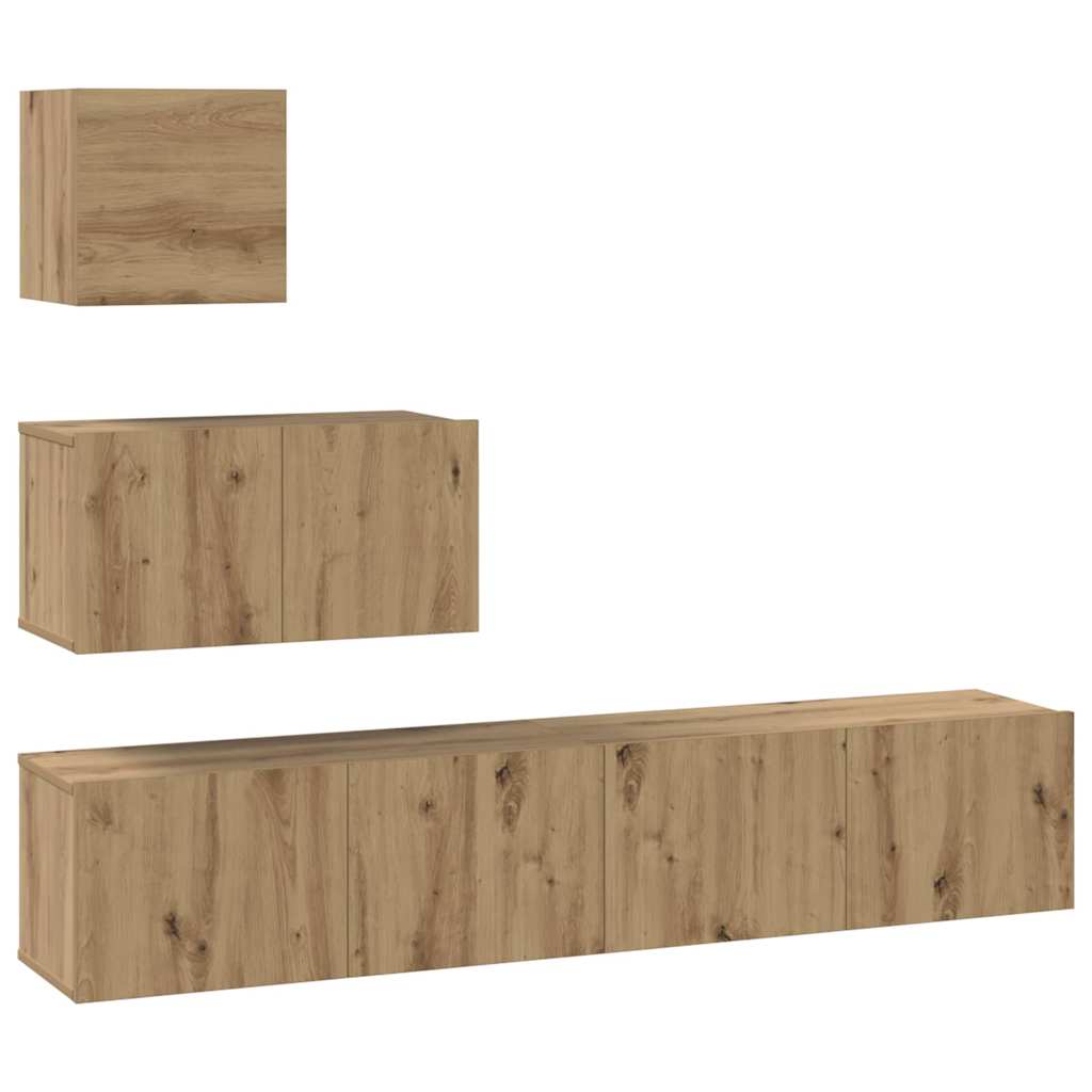 Set TV komoda Zidne 4 pcs Umjetnički hrast Konstruirano drvo