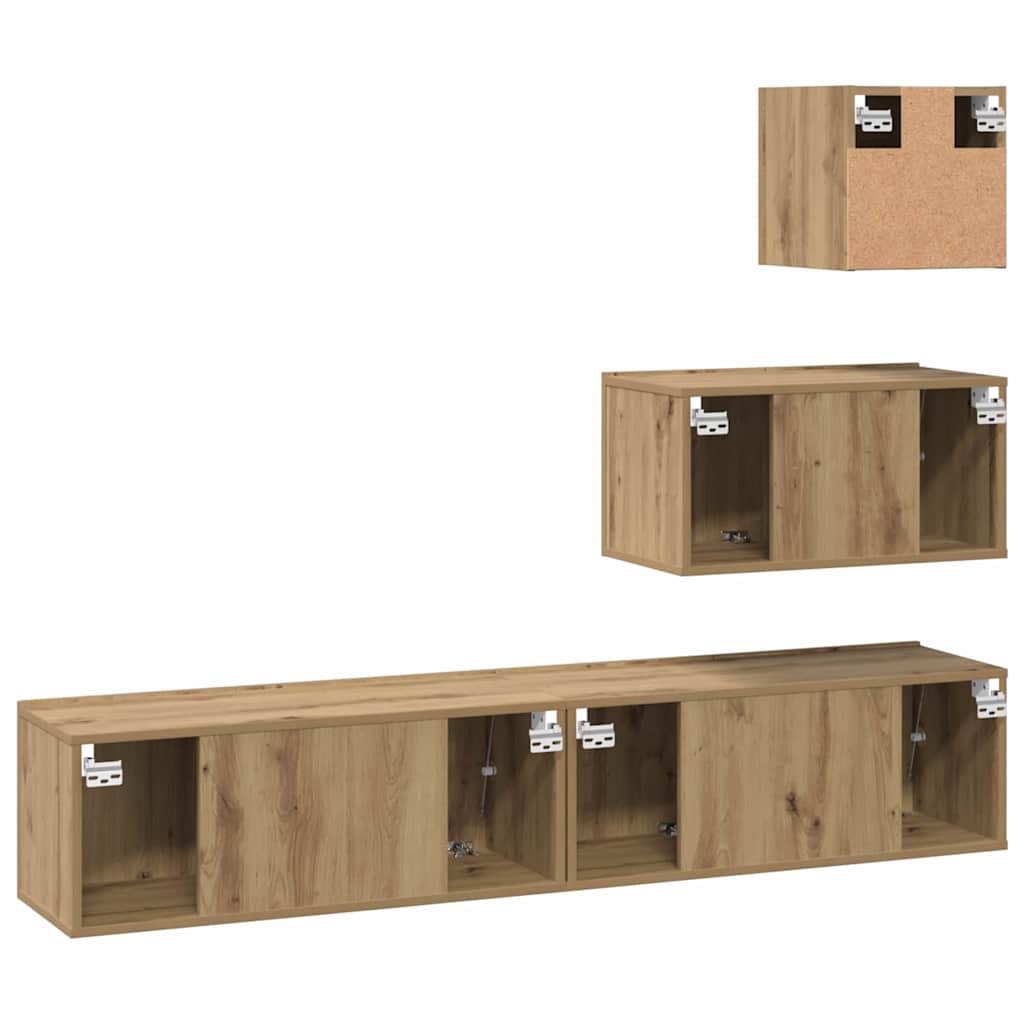 Set TV komoda Zidne 4 pcs Umjetnički hrast Konstruirano drvo