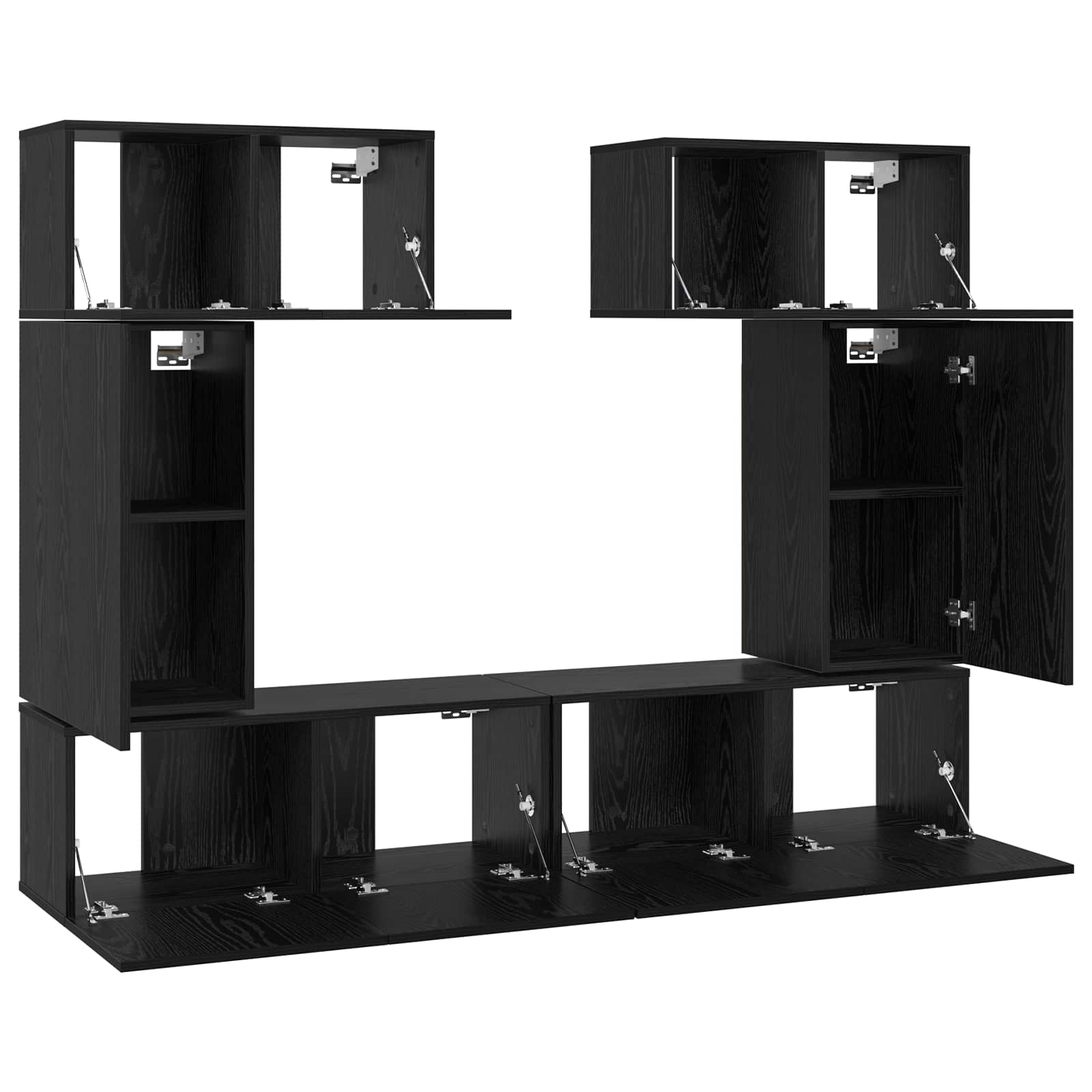 Set TV komoda Zidne 6 pcs Crni hrast Konstruirano drvo