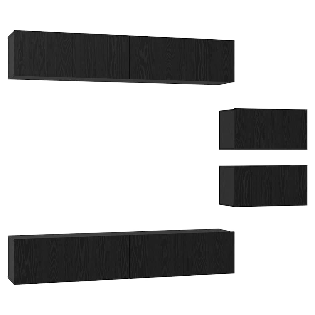Set TV komoda Zidne 6 pcs Crni hrast Konstruirano drvo