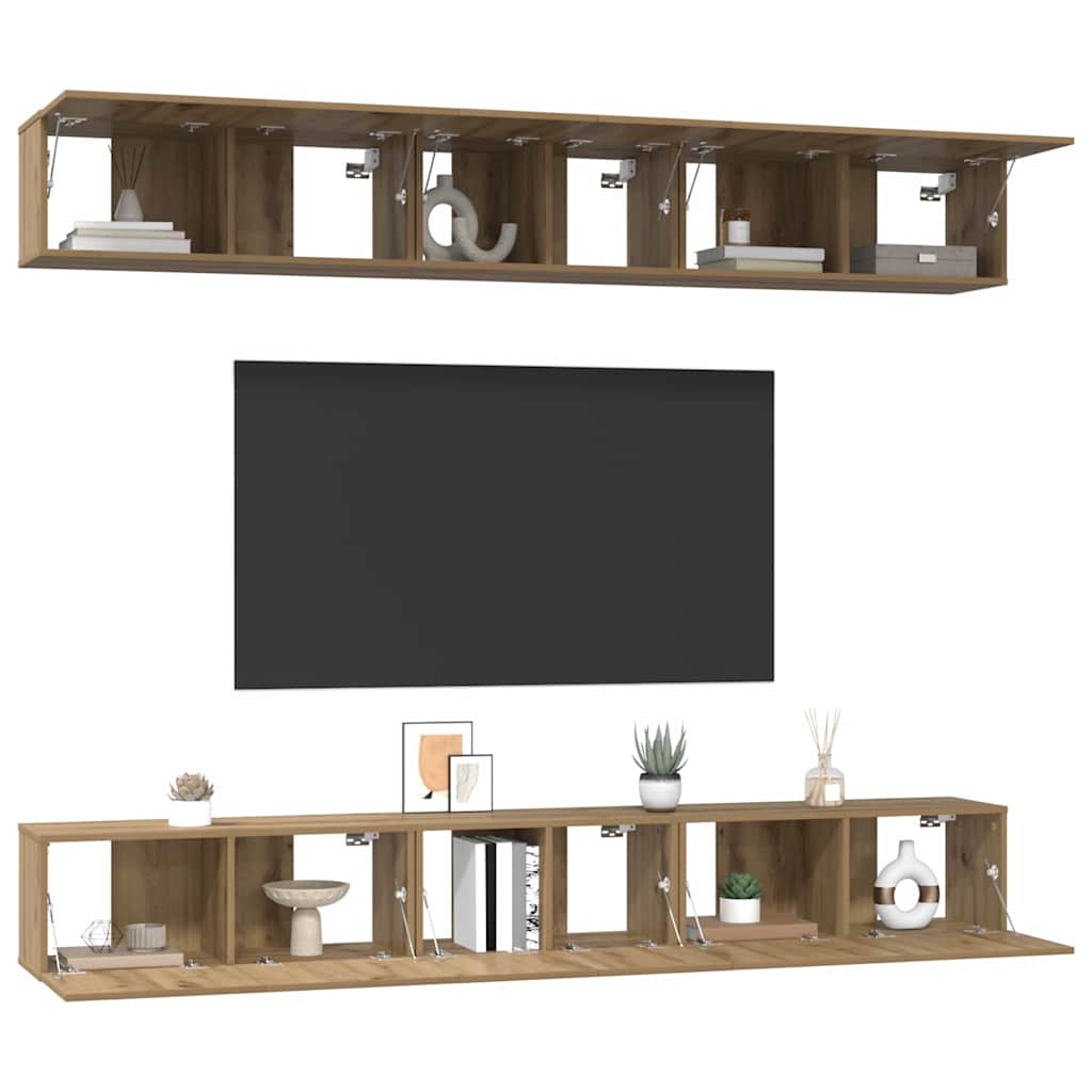 Set TV komoda Zidne 6 pcs Umjetnički hrast Konstruirano drvo