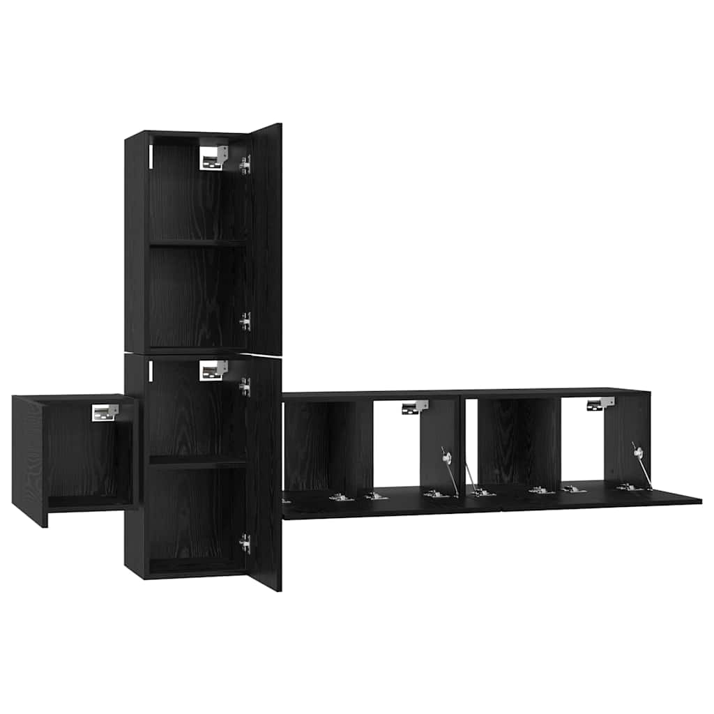 Set TV komoda Zidne 5 pcs Crni hrast Konstruirano drvo