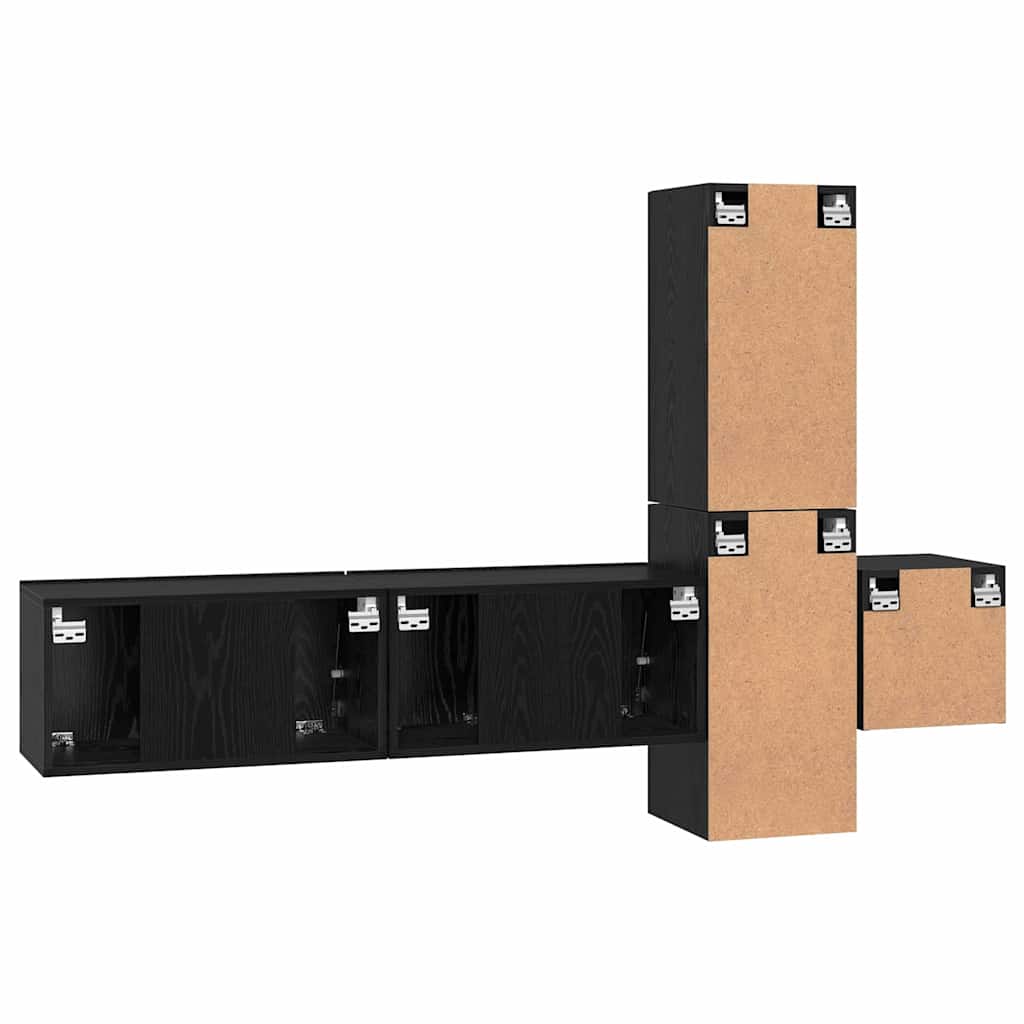Set TV komoda Zidne 5 pcs Crni hrast Konstruirano drvo