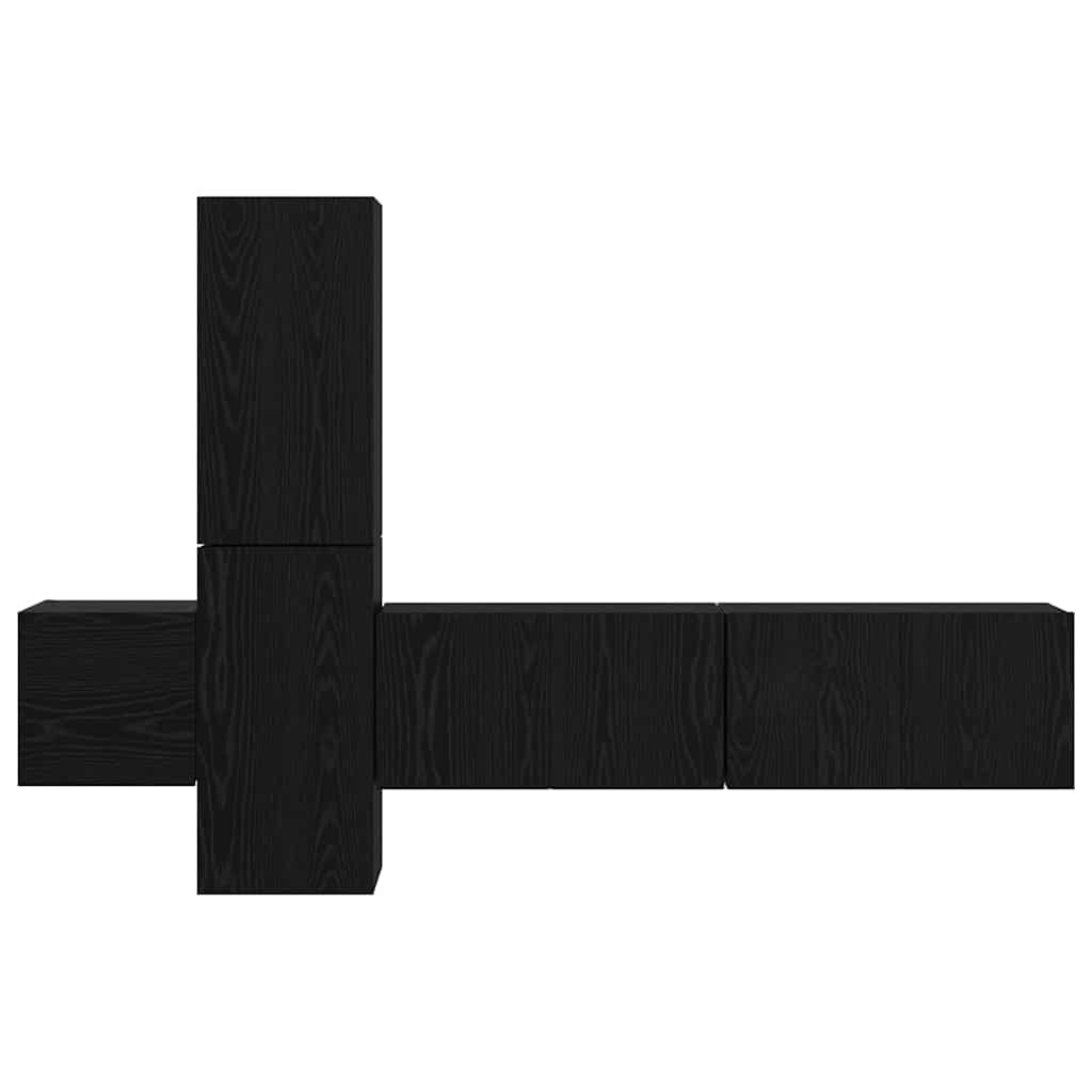 Set TV komoda Zidne 5 pcs Crni hrast Konstruirano drvo