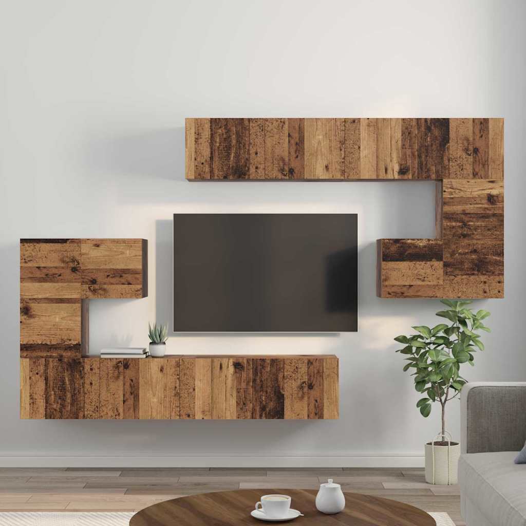 TV Jedinice Zidne 4 pcs Staro drvo Konstruirano drvo