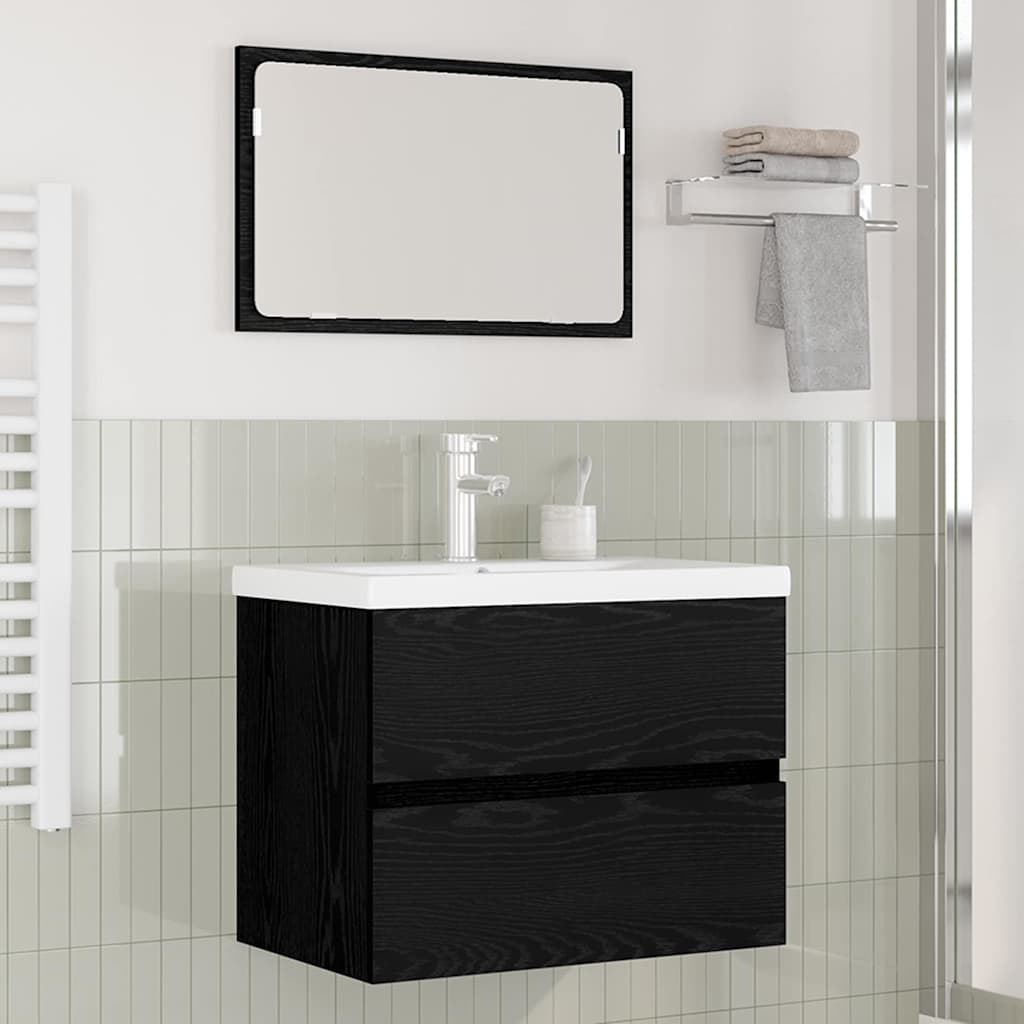 Set namještaja za kupaonicu 3 pcs Crni hrast Konstruirano drvo