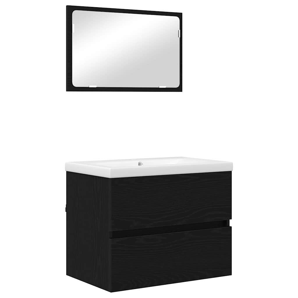 Set namještaja za kupaonicu 3 pcs Crni hrast Konstruirano drvo