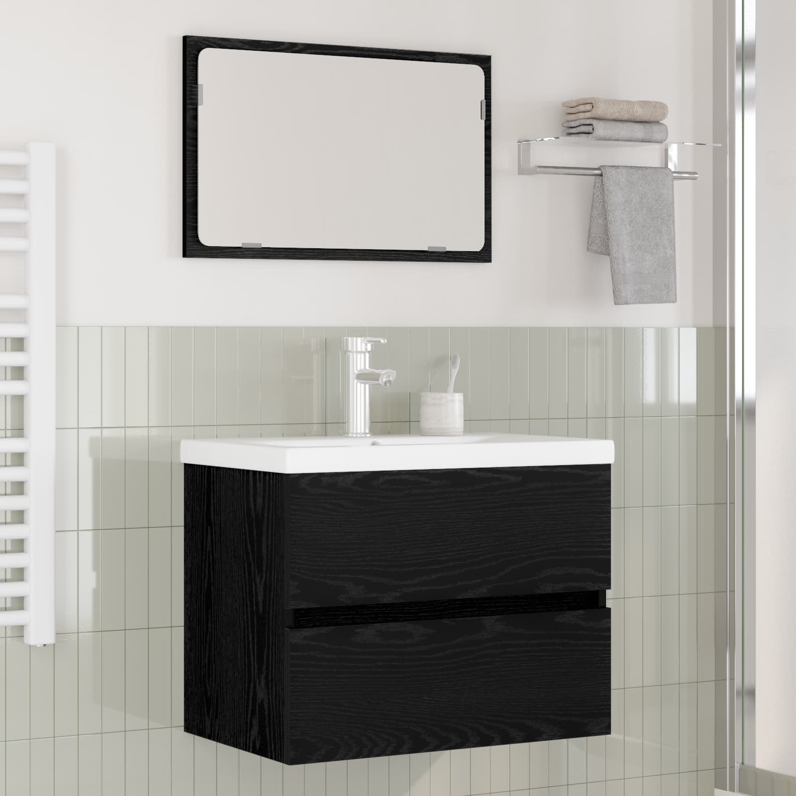 Set namještaja za kupaonicu 3 pcs Crni hrast Konstruirano drvo