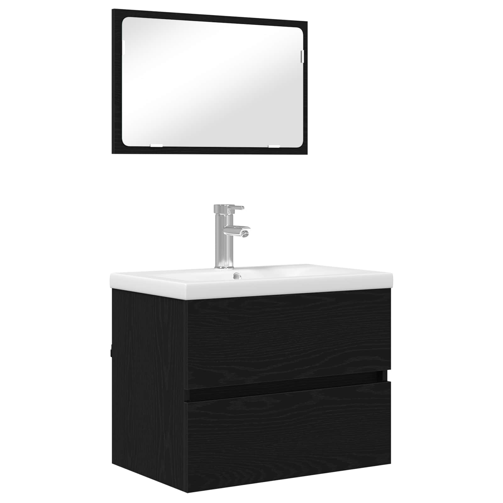 Set namještaja za kupaonicu 3 pcs Crni hrast Konstruirano drvo